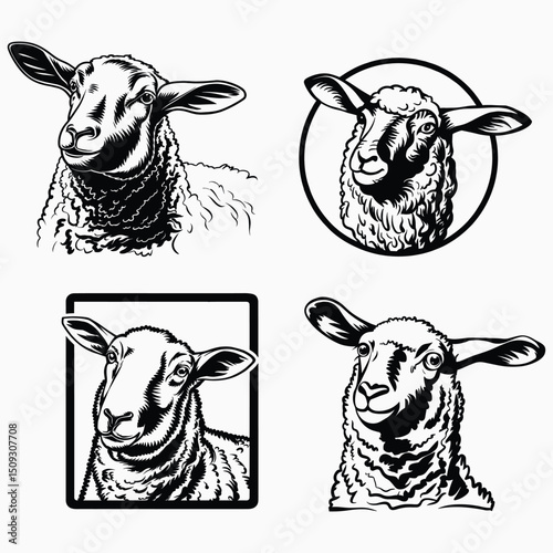 sheep svg stencil, farm animal cricut, lamb clipart vector, png, dxf files for laser CNC plasma cut file, engraving dxf