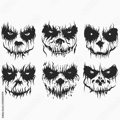 Zombie SVG , Halloween Face SVG , Skull SVG , horror svg , ghost svg , pumpkin face svg , Halloween svg , villain svg, nightmare svg, Cricut