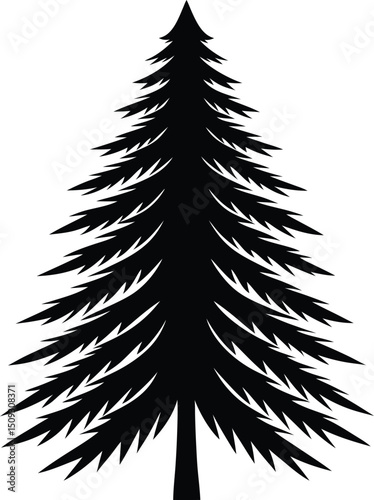  pine tree silhouette, pointed branches, forest shape
