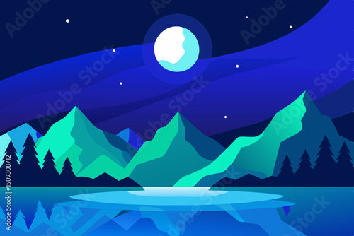 winter landscape with moon