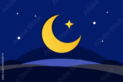 moon and stars on the night sky