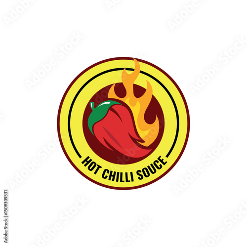 hot chili sauce logo design vector