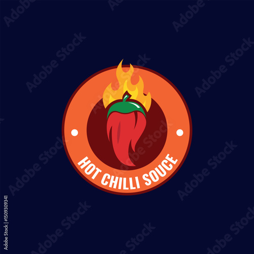 hot chili sauce logo design vector