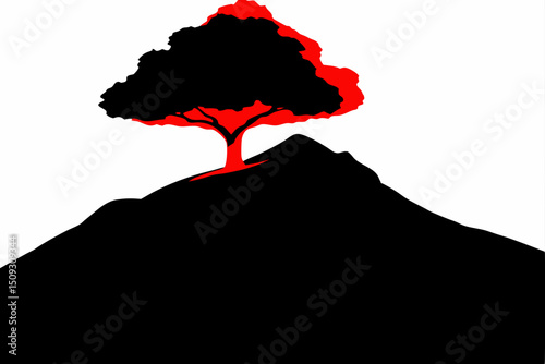 silhouette of a volcano