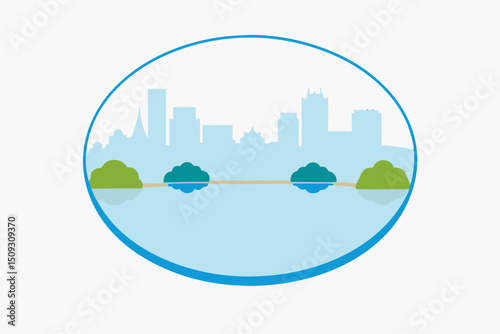 city landscape with trees