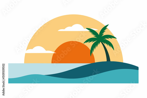 tropical island vector illustration