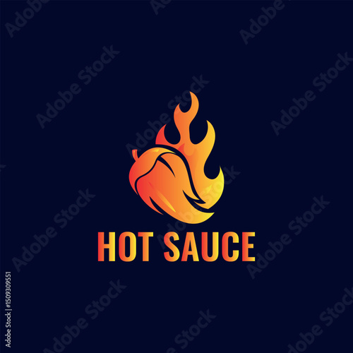 hot chili sauce logo design vector
