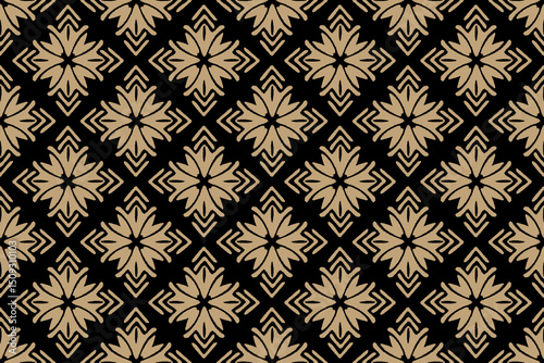 Ethnic abstract ikat floral patterns background.Antique Damask tribal embroidery with Aztec style.Geometric flower folklore ornaments.Indian or other Asian-inspired.Design for carpet, wallpaper, cloth