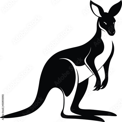  kangaroo silhouette, jumping pose, wild tail
