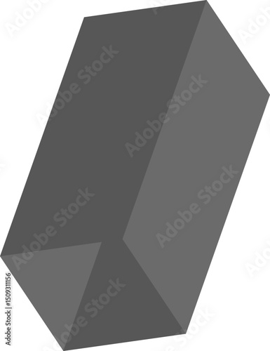 Tall prism with faceted surfaces reveals angular contours and elevated structural design.