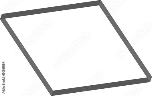 Flat platform with rectangular geometry and balanced perspective structure using layered depth.