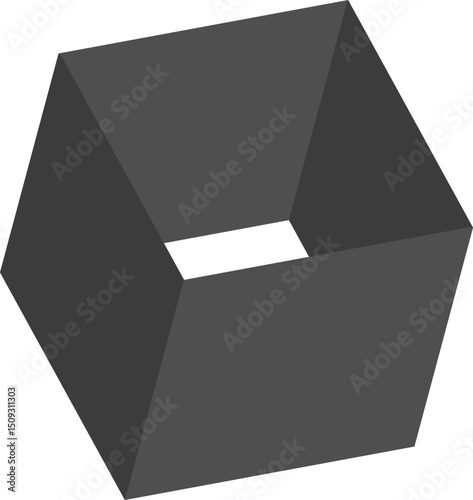 Pentagon-shaped tunnel block defined by its angled internal cut and structured depth.