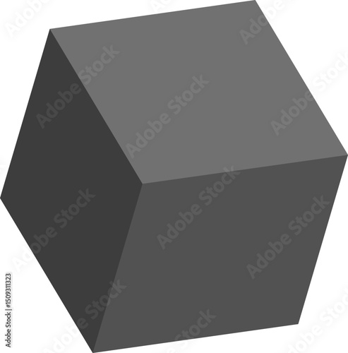 Pentagonal design composed of diagonally oriented faces with layered perspective and angular contour.