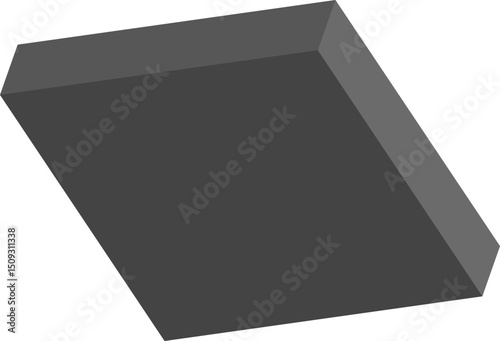 Low-set cube shape incorporating tapered side contours and angled structural definition.