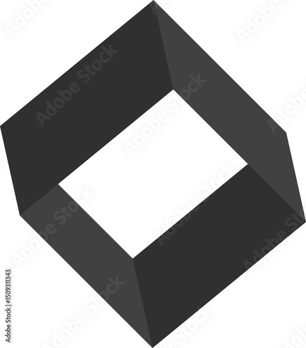 Pentagonal block structure with an inset angled cavity and dynamic diagonal framing.