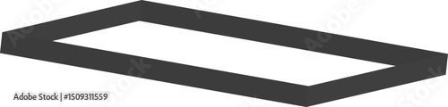 Square outline block incorporating a central tunnel shape and diagonal cuts along layered contours.