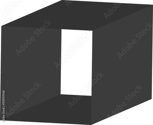 Tunnel-shaped square form emphasizing deep perspective through layered contours and angled construction.