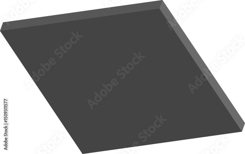 Square block designed with a centered hollow space and solid outer contour shaped with diagonal edges.
