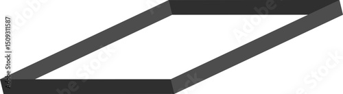 Square tunnel form with one corner extending outward, constructed with slanted edges and layered shape.