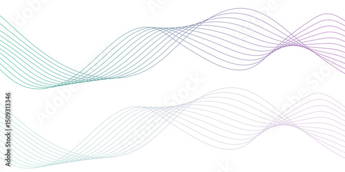 Abstract smooth frequency isolated element creative blend curve flow line technology. Background lines wave abstract stripe design. Abstract wave colorful lines on transparent background.