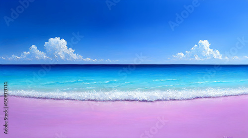 Wallpaper Mural Pink Sand Beach Tropical Seascape with Turquoise Ocean and Blue Sky Torontodigital.ca