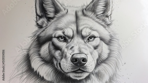  A highly detailed and realistic pencil drawing of a wolf face