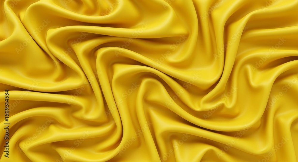 Fototapeta premium Vibrant yellow fabric texture with elegant folds for creative design