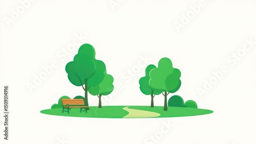 Park scene with trees and bench