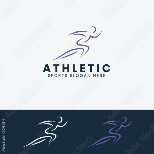 Athletic Runner Logo with Motion Lines

