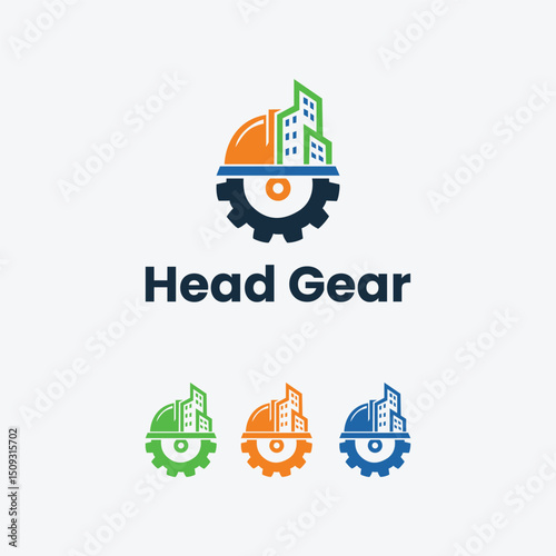 Head Gear Construction Helmet and Gear Logo
