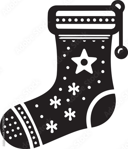 Christmas stocking silhouette icon vector art illustration
