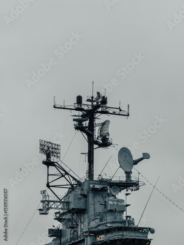 military ship in the harbor