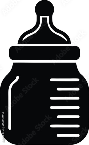 baby bottle silhouette, feeding icon, infant care
