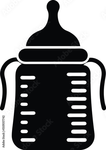baby bottle silhouette, feeding icon, infant care
