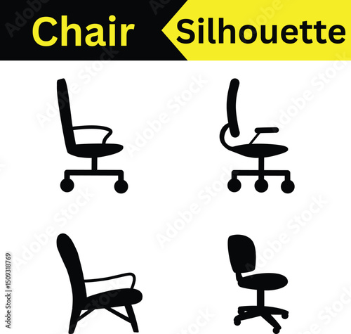 A diverse set of comfortable office chairs and furniture, featuring ergonomic designs, isolated for business interior 