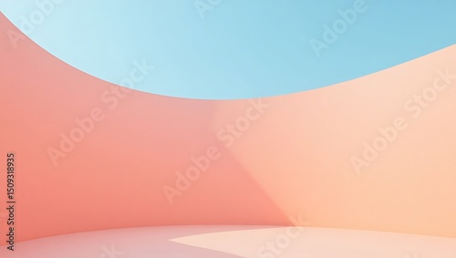 Abstract architectural space with soft pastel colors and gentle curves backdrop