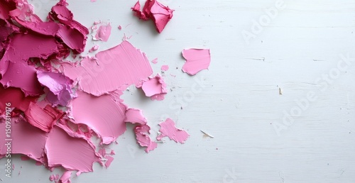 Pink cosmetic swatches on white background