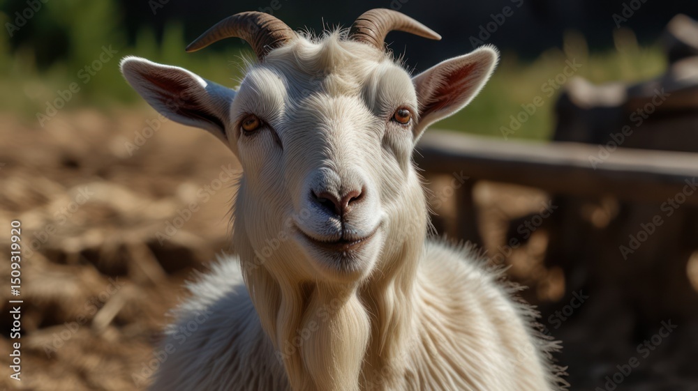 Fototapeta premium Close-up of a white goat