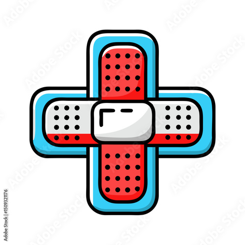 Band-aid cross, healthcare or emergency icon.