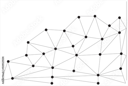 Abstract Network Connections Diagram .Black Dot and Line Structure.