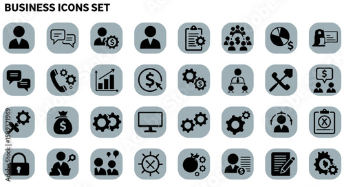 Comprehensive Business Icon Set  High-Quality Vector Graphics for Presentations and Websites