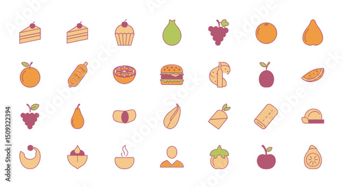Vibrant Food Icons Delicious Vector Graphics for Menus, Websites, and Apps