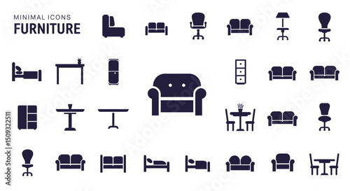 Icon set Perfectly Designed Pictograms Furniture Icons
