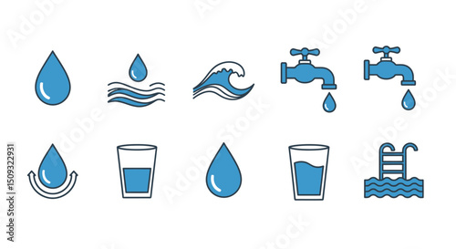 Icon set Perfectly Designed Pictograms Water Icons