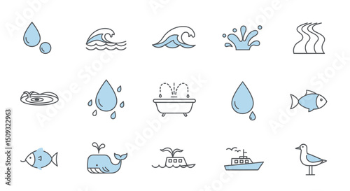 Icon set Perfectly Designed Pictograms Water Icons