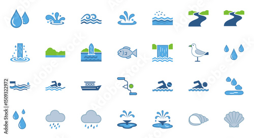 Icon set Perfectly Designed Pictograms Water Icons