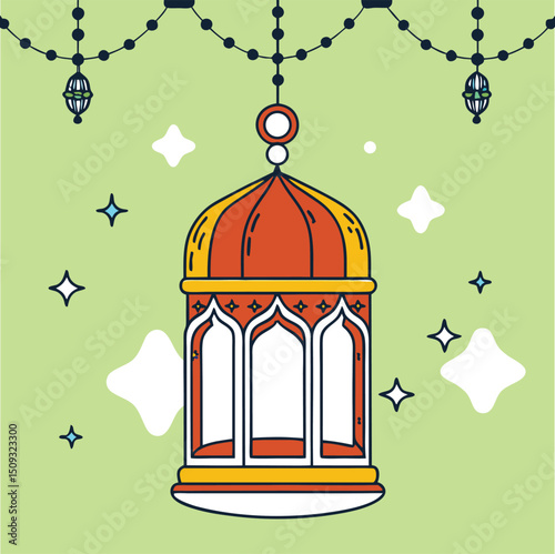 Traditional Arabic Lantern Set – Ramadan Kareem Illustration