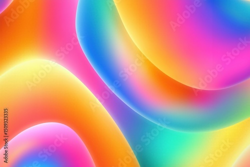 Smooth, flowing shapes of vibrant colors undulating, forming a dreamy abstract wave background with a soft gradient and fluid motion.