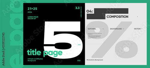Minimalist title page with massive numerical focus and monochrome graphic composition enhanced by green editorial layout and clean spacing.