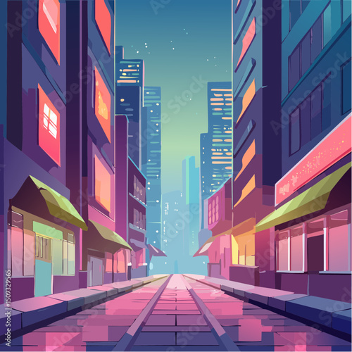 A neon-lit alleyway in a cyberpunk-style city
